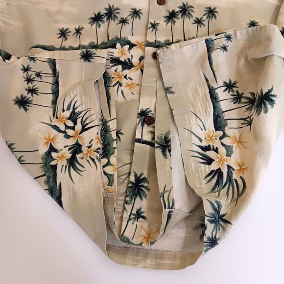 Vintage RJC Men's Pale Yellow Diamond Head View Hibiscus Hawaiian Shirt Size XL - Picture 11 of 14